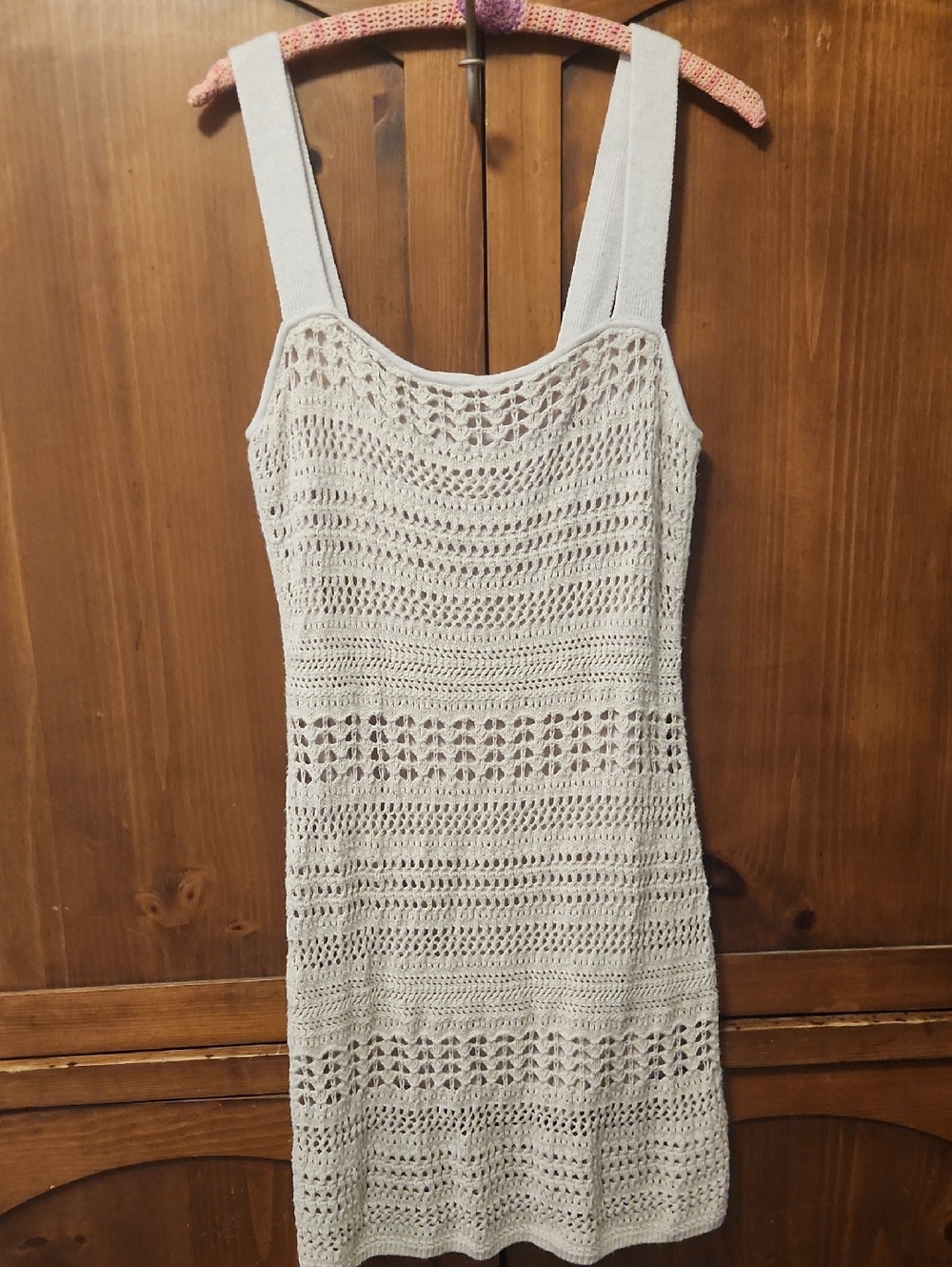 Abercrombie And Fitch Crochet Knit Tank Dress Beige/Light Cream